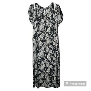 Glamour paisley print black & white cold shoulder maxi dress size 14